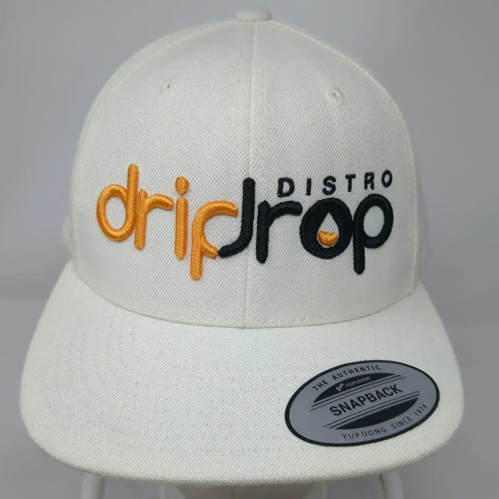 Yupoong Snapback Hat White One Size Drip Drop Distro Flat Brim Green Under Visor